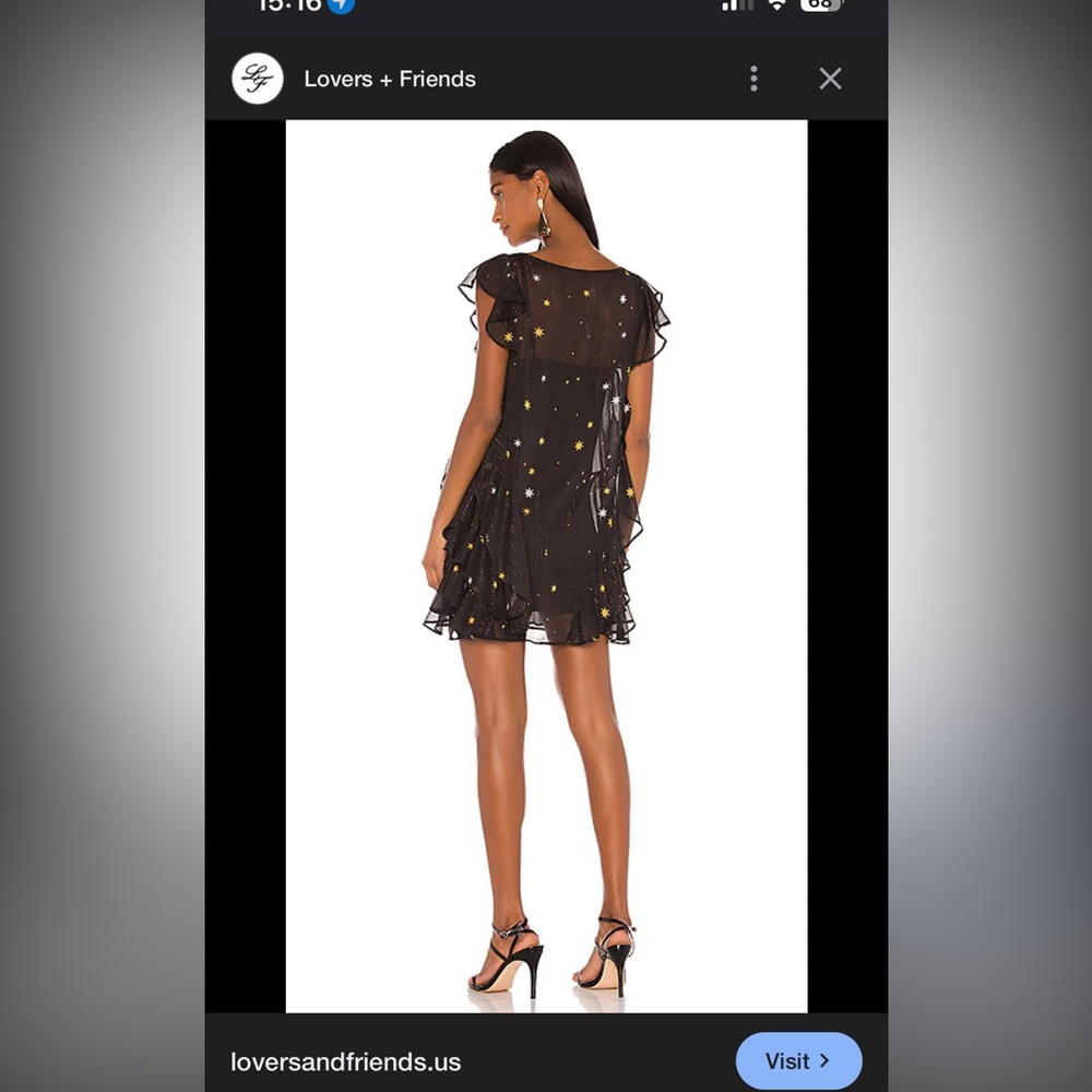 Lovers + Friends Black Mini Dress with Yellow Stars ( SOLD OUT EVERYWHERE)